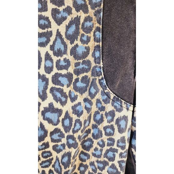 VTg 80s Fredericks of Hollywood Blue leopard Black Denim High Rise Jeans Sz 3 US - Picture 8 of 12